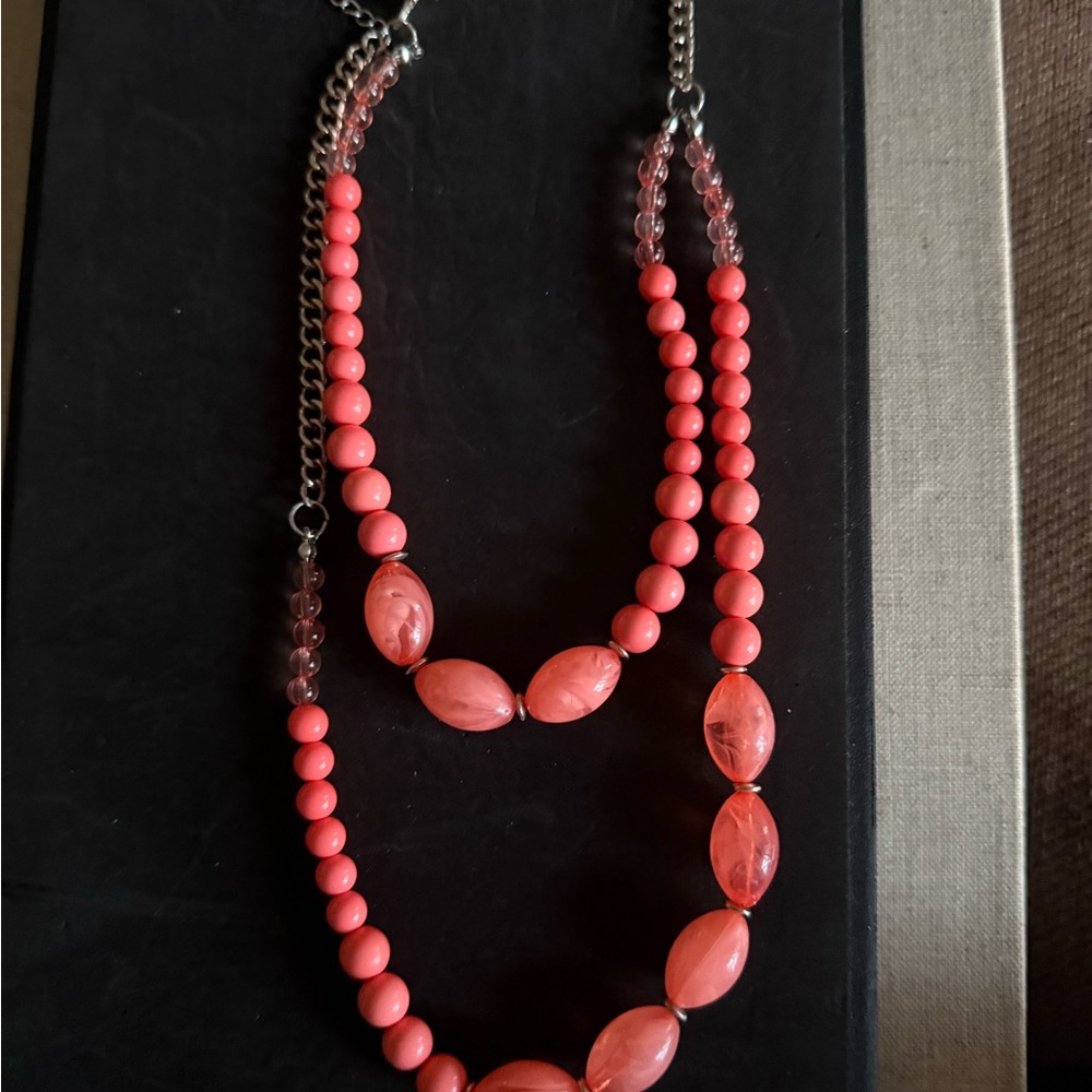 Charming Charlie Coral and Pink Beaded Necklace